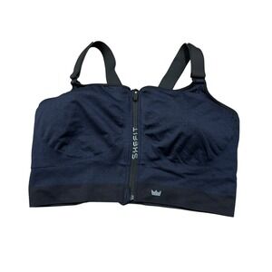SHEFIT Ultimate Sports Bra Navy Blue Zip Front High Impact Size 6Luxe 110005